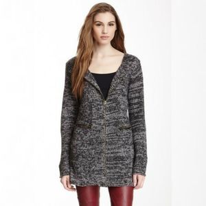 House of Harlow 1960 Juliette Mohair Blend Zip Front Marled Knit Cardigan sz L